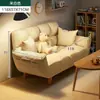 Sofá perezoso de color crema de moda para apartamentos pequeños, sofá plegable para sala de estar, sofá doble para dormitorio, sofá de tela para viviendas de alquiler