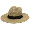 Chapéu de Palha do Panamá Chapéu de Sol de Praia com Pequenos Recortes, Chapéu Versátil Natural de Férias com Aba Reta