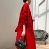 Gola de Tweed Dupla Face Vestido Jaqueta Clássica de Seis Botões Estilo Hepburn Tamanho Pequeno Solto Casual Lã Pura Casaco Outono Inverno