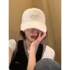 Gorra de béisbol cepillada desgastada para mujer 2024 Nueva para circunferencia de cabeza grande cara que se ve pequeña visera suave parte superior suave ala ancha sombrero beige
