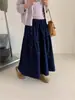 Moda Coreana Falda Larga Floral Elástica Suave Cintura Mujer Otoño 2025 Nueva Delgado Línea A