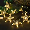 Iluminação de Natal LED Lanternas Pequenas Cheias de Estrelas Brancas Coloridas Estilo Acampamento ao Ar Livre Decoração de Fio de Pequenos Flocos de Neve Plugável