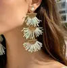Joyería de Estilo Europeo y Americano, Pendientes de Girasol de Rafia Hechos a Mano, Pendientes Grandes Exagerados de Flor, Joyería de Estilo Festivo al por Mayor