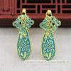 Acessórios de Joalheria Imitação Jade Gotejada a Óleo Feito à Mão DIY Cobre com Preservação de Cor 37*15mm Estilo Antigo Material Feito à Mão B3537