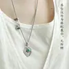 Plata de Ley 925 Nuevo Estilo Chino Colgante de Tara Verde Cadena para Suéter Mantra de Seis Palabras Cadena Trenzada Vintage de Turquesa