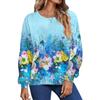 Comércio Exterior Transfronteiriço Europeu e Americano Outono e Inverno Nova Moda Feminina Estampa Floral Solta Casual Pulôver Gola Redonda Suéter
