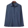 Camisa de Manga Comprida para Papai de Primavera e Outono Camisa de Vovô para Homens de Meia-Idade e Idosos Algodão Linho Solta Verão 60-70-80 Anos
