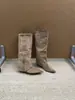 Botas de tacón de cuña, punta fina, caña alta, botas de mujer, colección otoño/invierno 2026, color albaricoque, ajuste ceñido, botas de montar, longitud hasta media pantorrilla