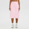 Pantalones Capri de Yoga Cepillados Europeos y Americanos para Mujer, Control de Abdomen, Cintura Alta, Secado Rápido, Corte Holgado, Fitness, Deportes, Pantalones Cropped de Pierna Ancha