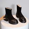 2026 Nuevas Botas Cortas de Moda Estilo Británico para Mujer, de Suela Gruesa, Ajustadas, Elásticas, que Aumentan la Altura, Botas Martin, de Moda
