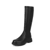 Botas de mujer de caña alta para otoño e invierno, transfronterizas, talla grande, punta redonda, suela gruesa, antideslizantes, ligeras, cremallera lateral, tacón cuadrado, tacón medio, botas tipo Martin para mujer