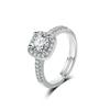 Popular Anillo de Cobre Ecológico Transfronterizo con Pista Estelar Cuadrada en Forma de Corazón y Diamantes Brillantes para Mujer, Lujo Ligero, Sensación de Alta Gama, Juego de Anillos Abiertos para Pareja