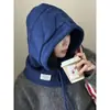 Gorro Cálido Integrado con Bufanda de Punto Grueso Cableada Coreana Chal Otoño Invierno