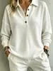 Europeu e Americano Transfronteiriço Amazon Comércio Exterior Moda Botão Malha Waffle 2026 Outono Novo Cor Sólida Suéter Top Roupa Feminina