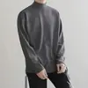 Camiseta base de cuello alto medio transfronteriza para hombre, camiseta de manga larga térmica de doble cara, ropa interior cálida para otoño e invierno, top de talla grande