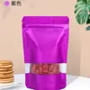 Bolsas de Empaque Coloridas con Ventana Recubiertas de Aluminio, Bolsas de Pie para Alimentos, Bolsas Escarchadas Auto-Sellables, Bolsas de Empaque para Snacks y Frutos Secos