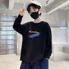 220g algodão puro peso pesado roupa infantil camiseta de menino manga longa outono casaco infantil menino grande meia manga camisa de base