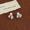 Agulha de Prata Novo Estilo Elegante Fita de Renda Laço Brinco de Pérola Brincos Únicos Lindo Brincos de Alto Padrão Estilo Chanel