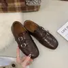 Mocasines Planos Estilo Retro de Piel Genuina Zapatos Pequeños de Cuero para Mujer 2026 Nuevo Estilo Otoño/Invierno Suela Suave Cómodos Zapatos de Una Sola Pieza de Boca Profunda