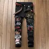 Pantalones vaqueros europeos y americanos transfronterizos para hombre, comercio exterior, elásticos, casuales, estampados, rectos, moda callejera, un lote de 5601