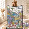 Manta con diseño de mapa de animales transfronterizo, hecha a medida, superventas en Amazon para niños y adultos, manta para pintar y garabatear a mano DIY