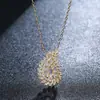 Conjunto de collar y pendientes de hoja con microincrustaciones de circonita de moda europea y americana, joyería simple y versátil, disponible