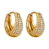 Pendientes de Moda Estilo Coreano Estilo Ins Incrustados de Diamantes, Galvanizado al Vacío de Acero de Titanio, Simples y Elegantes, de Alta Gama, Pendientes Versátiles para Mujer