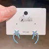 Brincos Exquisitos Estilo Japonês e Coreano Boutique Estrela de Cinco Pontas Modernos Pequenos Zircônia Azul Versão Coreana Senso de Design Estilo Luxo Leve Brincos de Tarraxa