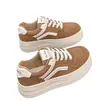 Zapatos de Lona con Cordones de Piel Genuina 2026 Otoño/Invierno Nuevos Versátiles Zapatos para Mujer Suela Gruesa que Aumentan la Altura Zapatos Blancos Zapatos Deportivos Casuales