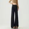 Jeans de Pierna Ancha Acampanados Azul Oscuro para Mujer, Otoño e Invierno, Forrados de Polar, Pierna Recta Holgada, Petite, No Ajustados en las Piernas, Pantalones de Campana