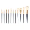 Entrega única 10 Pincéis de maquiagem Blue Bridge conjunto pincel solto portátil fibra macia Cabelo pincel para base sombra para os olhos conjunto