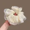Elástico de Cabelo Grande de Gaze com Bordado Doce de Renda Francesa para Mulheres, Prendedor de Rabo de Cavalo Elegante, Elástico Versátil, Acessório de Cabelo