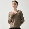 Otoño/Invierno 2026 Nuevo Cachemir para Mujer Cuello en V Flecos Capa Base Estilo Elegante Holgado Adelgazante Ribete de Piel Top para Mujer