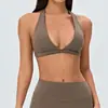 Top esportivo cruzado no pescoço para mulheres com bojos removíveis, top de yoga sexy, regata, roupa de ginástica Pilates, lingerie