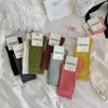 Otoño e Invierno Nuevos Calcetines Básicos Versátiles Acanalados de Color Sólido de Moda hasta la Mitad de la Pantorrilla para Mujer, Calcetines de Algodón para Mujer Estilo Universitario