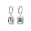 Pendientes de Moissanita Más Vendidos Transfronterizos Pendientes de Plata S925 Corte Esmeralda con Moissanita de Alta Gama Venta al por Mayor de Fábrica