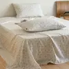 Sábana de Cama de Gasa de Doble Capa de Algodón Puro Engrosado Francés Pieza Única Universal Cuatro Estaciones Funda de Edredón de Gasa 100% Algodón Cubierta de Sábana Ajustada para Cama Individual Juego de Tres Piezas
