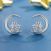 Aretes de botón personalizados de moda elegantes de alta gama estilo coreano superventas para mujer aretes de botón sencillos personalizados de Luna estrella con diamantes de imitación