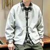 Cardigan jaqueta xadrez estilo americano falso duas peças yingao para homens, outono patchwork estilo old money novo casaco de abotoamento simples