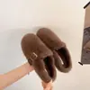 Nuevas zapatillas de algodón para mujer, estilo slip-on, de felpa y pelo de visón, de punta cerrada, para usar en exteriores, moda otoño e invierno.