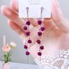 S925 agulha de prata elegante longo tassel rosa brincos Internet celebridade super fada rosa brincos pingentes atacado