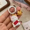 Resina Realista 3D Lindo Dibujo Animado Gato de la Suerte Figura Llavero Colgante DIY Accesorio Hecho a Mano