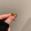 Anillo de sillín de ojo de tigre natural chapado retro europeo y americano ajustable de alto grado, anillo de oreja de trigo para mujer, diseño apilado