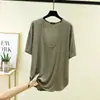 Camiseta de Verano Modal Holgada de Manga Corta para Mujer, Delgada, Talla Grande, Camisa Básica Casual Simple