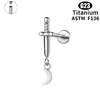 Brincos de Argola Cruzados em Liga de Titânio G23, Pingentes de Zircônia Gota d'Água, Unhas de Lábio, Piercings de Hélice de Raio, Joias para Piercing