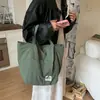 Bolsa de Ombro Leve Simples para o Dia a Dia em Nylon Estilo Japonês Bolsa Tote de Lona Grande Capacidade Design de Nicho