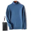 Suéter de cachemira para hombre con cuello alto, engrosado, cachemira pura, camiseta base de punto informal de corte holgado, suéter de lana de talla grande para hombres jóvenes y de mediana edad