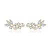 Aretes de Hoja de Verano de Plata Esterlina Aretes de Perla Francesa para Mujer Plata 925 Estilo K Estilo de Lujo Accesible Aretes de Nicho Día de San Valentín