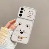 Funda para cachorro con línea de piel de cordero electrochapada, adecuada para Samsung S26, S24 Ultra, S25, con ventana de visualización grande y protección anticaída
