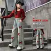 Jeans estilo coreano para primavera y otoño 2026, nuevos pantalones casuales coreanos holgados de pierna ancha, pantalones de moda y dulces con lazo
